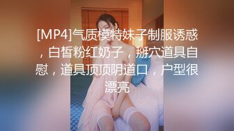 [MP4]气质模特妹子制服诱惑，白皙粉红奶子，掰穴道具自慰，道具顶顶阴道口，户型很漂亮